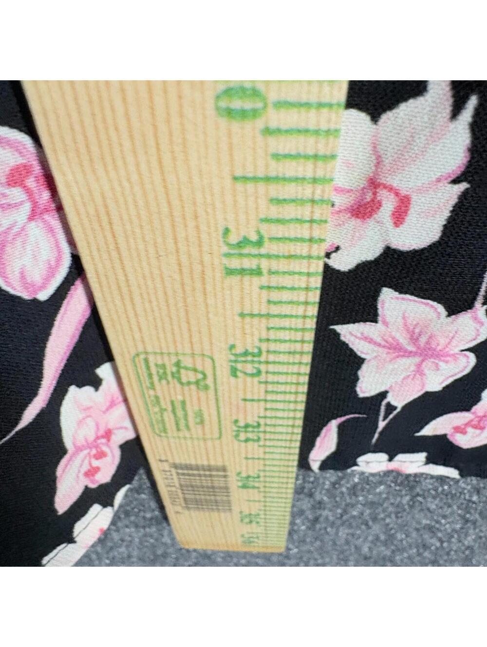 Sag Harbor Skirt Women 16 Black Floral A-Line Midi Mid Rise Zipper Casual - Picture 4 of 6